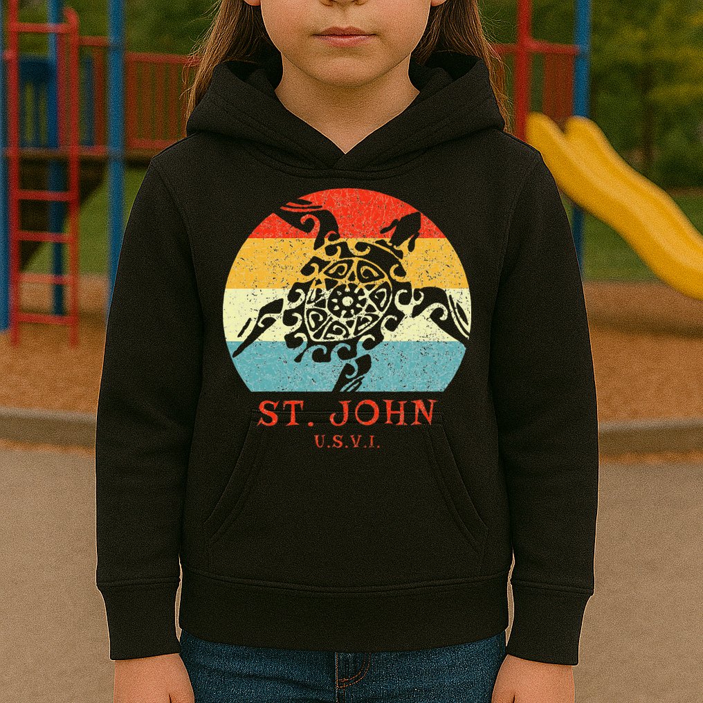 St. John Usvi Vintage Retro Tribal Turtle Vacation Kids Hoodie