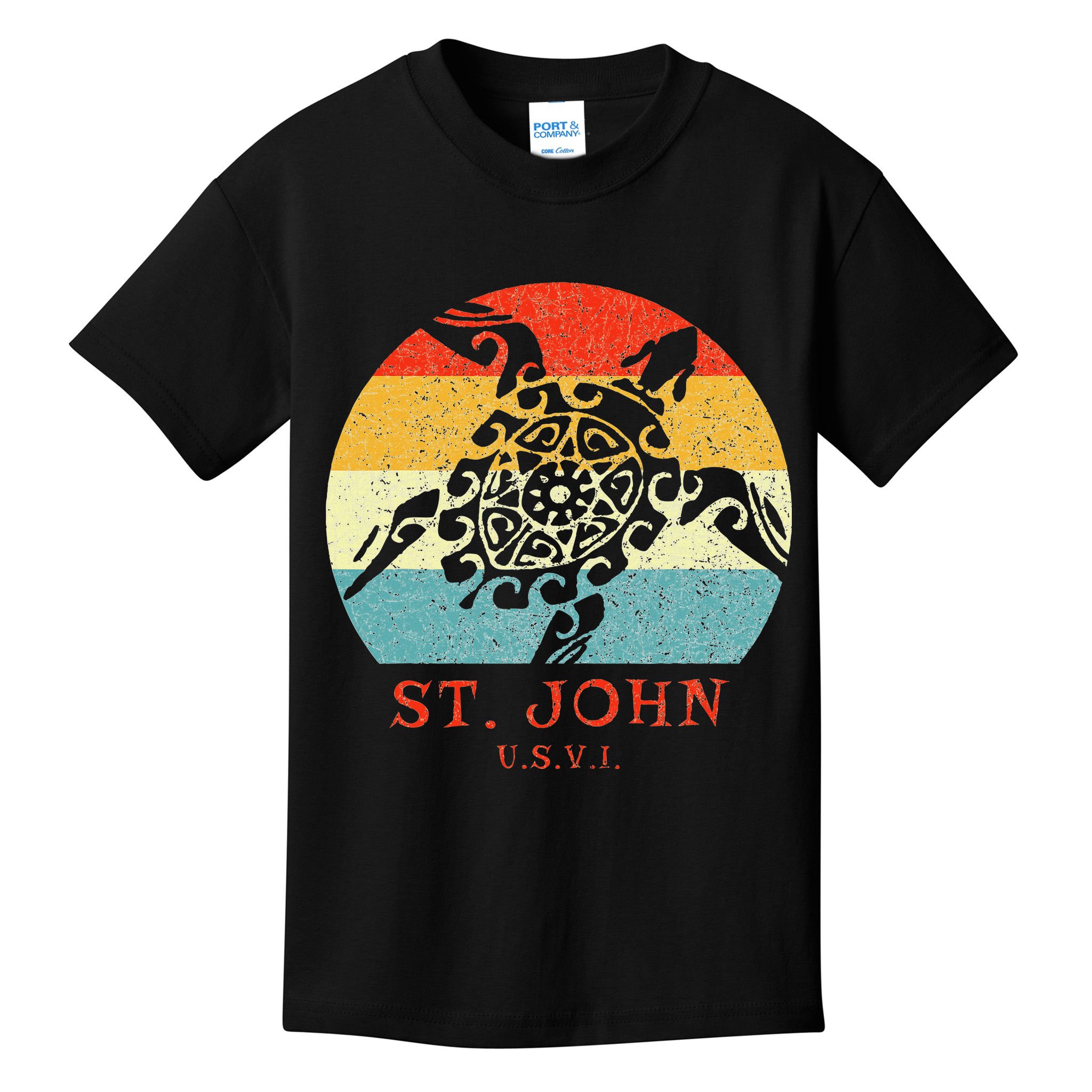 St. John Usvi Vintage Retro Tribal Turtle Vacation Kids T-Shirt