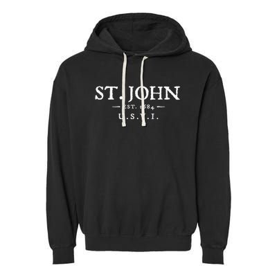 St John Usvi Throwback Letter Vacation Souvenir Garment-Dyed Fleece Hoodie