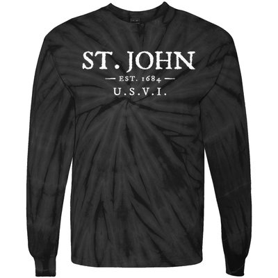 St John Usvi Throwback Letter Vacation Souvenir Tie-Dye Long Sleeve Shirt