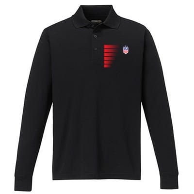 Soccer Jersey Usa Fan Flag Stars Performance Long Sleeve Polo