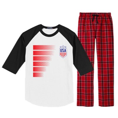 Soccer Jersey Usa Fan Flag Stars Raglan Sleeve Pajama Set