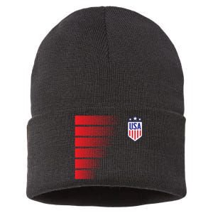 Soccer Jersey Usa Fan Flag Stars Sustainable Knit Beanie