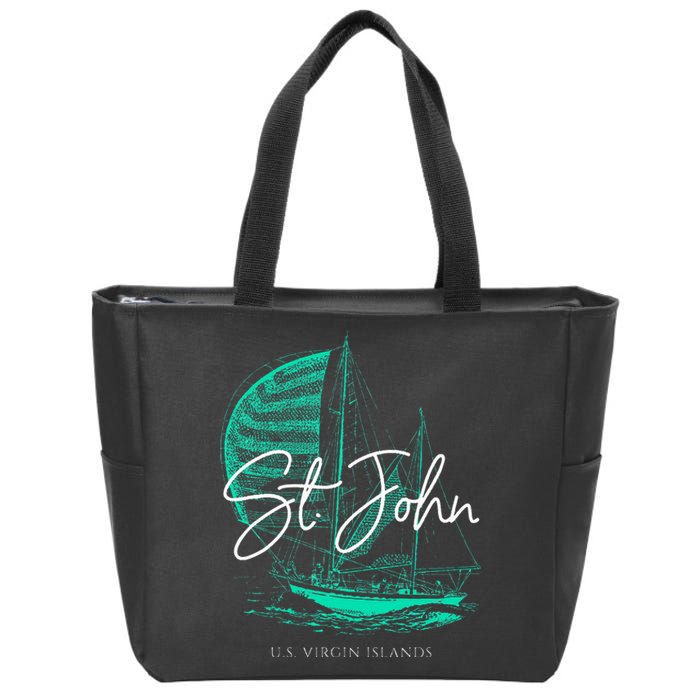 St. John U.S. Virgin Islands Sailboat Zip Tote Bag