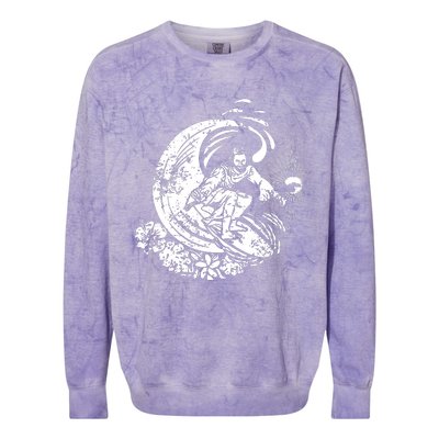 Surfing Jesus Vintage Distressed Cool Style Colorblast Crewneck Sweatshirt