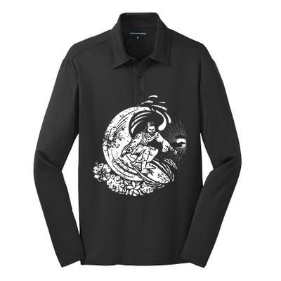 Surfing Jesus Vintage Distressed Cool Style Silk Touch Performance Long Sleeve Polo