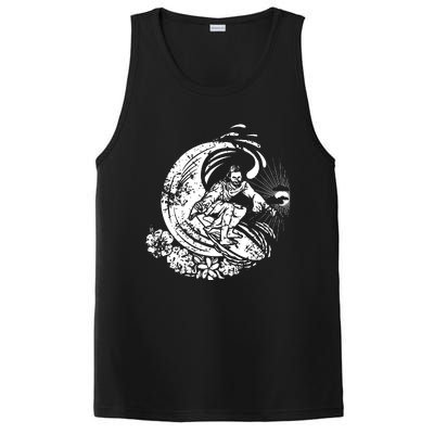 Surfing Jesus Vintage Distressed Cool Style PosiCharge Competitor Tank