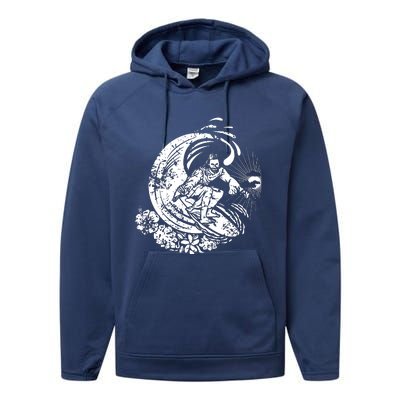 Surfing Jesus Vintage Distressed Cool Style Performance Fleece Hoodie