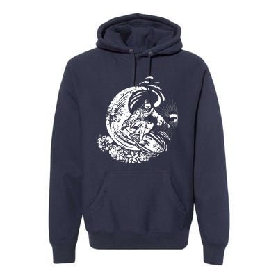 Surfing Jesus Vintage Distressed Cool Style Premium Hoodie