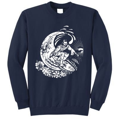 Surfing Jesus Vintage Distressed Cool Style Tall Sweatshirt