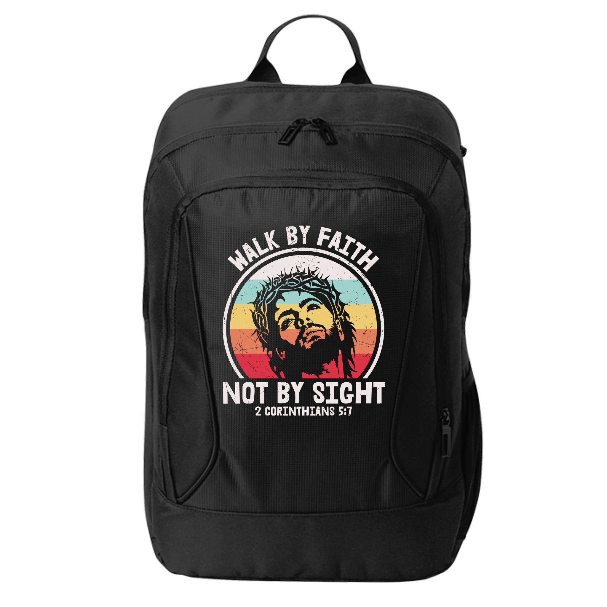 Sunset Jesus Walk By Faith City Backpack