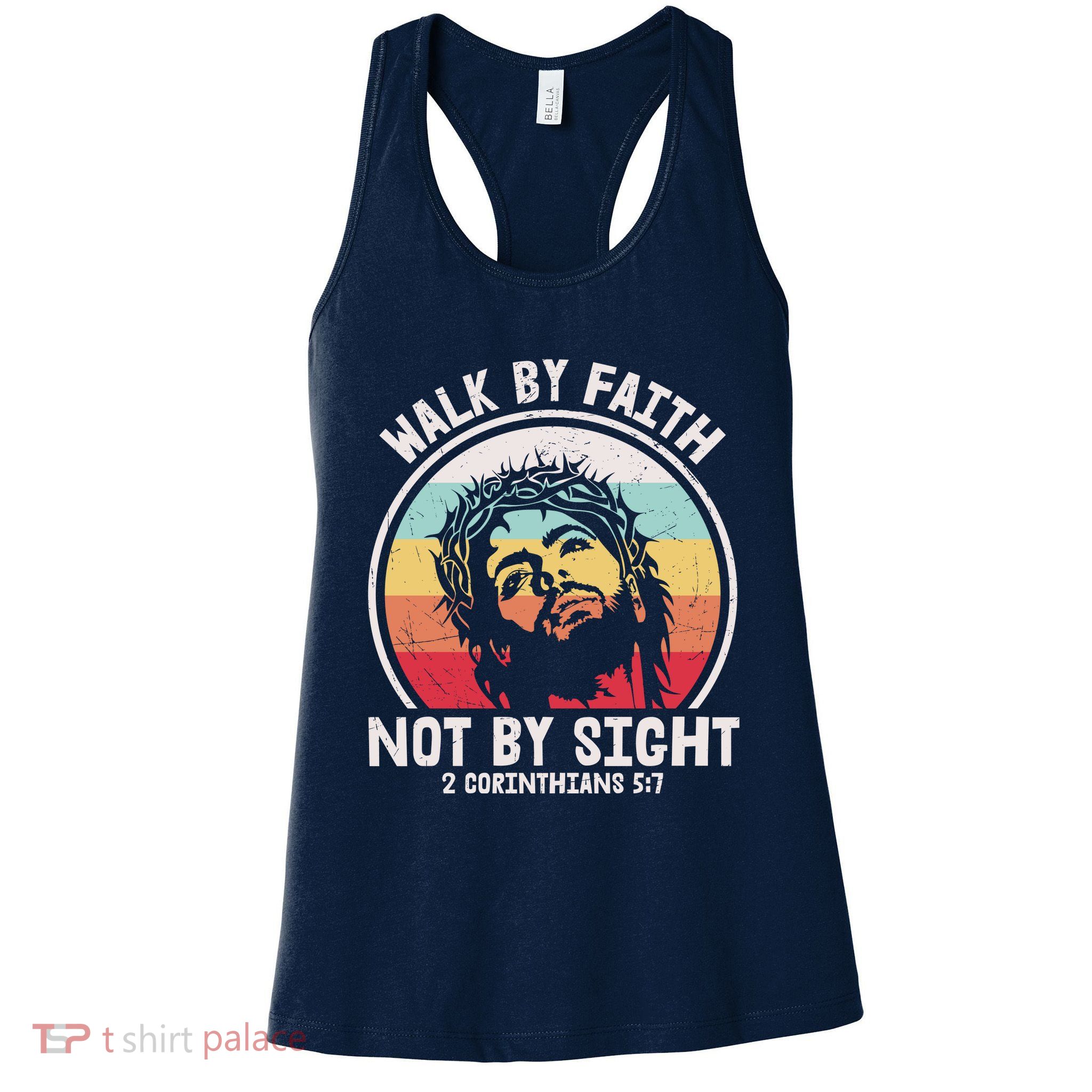 Sunset Jesus Walk By Faith Womens Tank Top