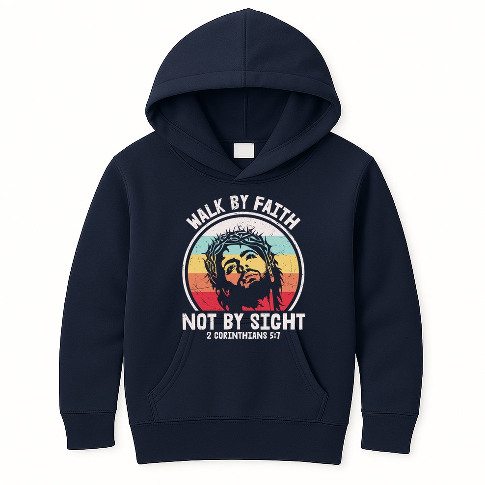 Sunset Jesus Walk By Faith Kids Hoodie