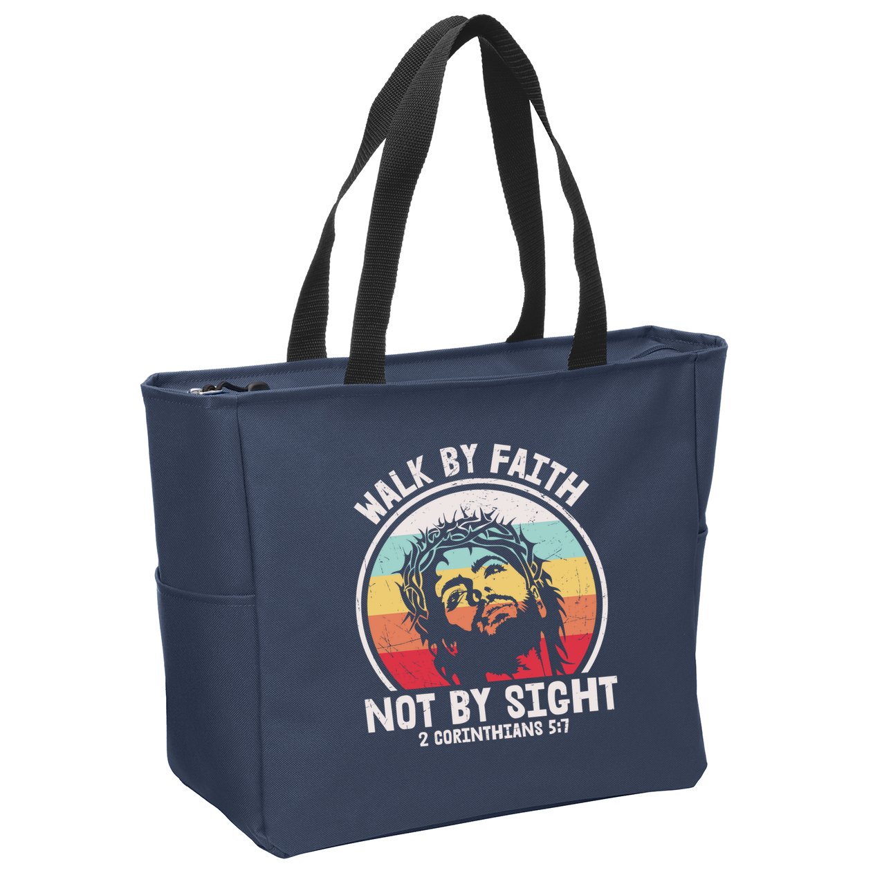 Sunset Jesus Walk By Faith Zip Tote Bag