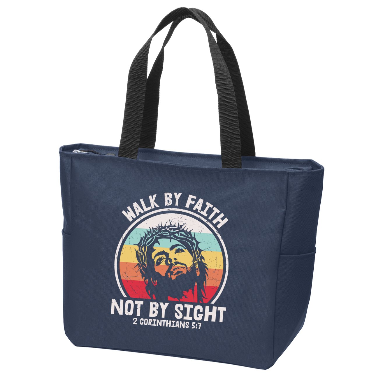Sunset Jesus Walk By Faith Zip Tote Bag