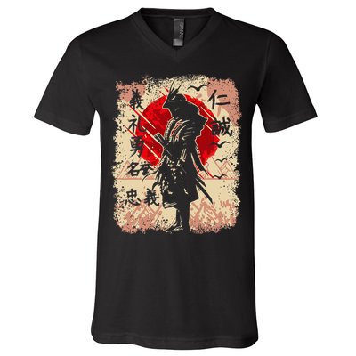 Samurai Japanese Warrior & Bushido Code Swordsman V-Neck T-Shirt