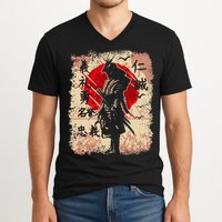 Samurai Japanese Warrior & Bushido Code Swordsman V-Neck T-Shirt
