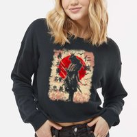 Samurai Japanese Warrior & Bushido Code Swordsman Cropped Pullover Crew