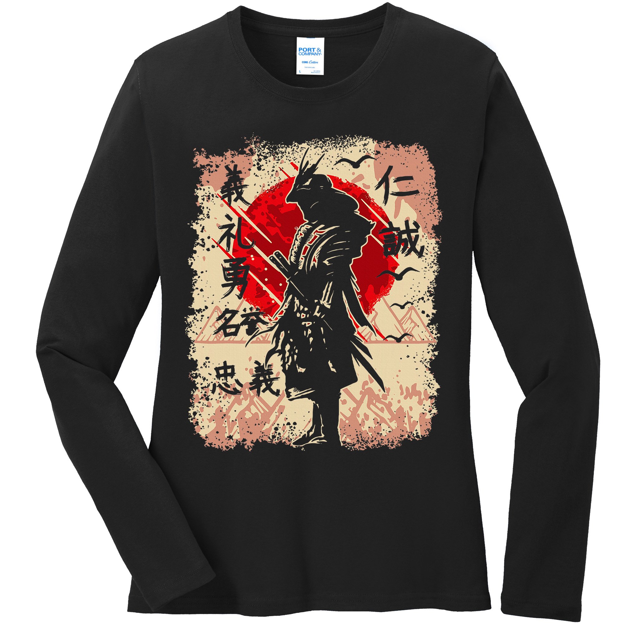 Samurai Japanese Warrior & Bushido Code Swordsman Ladies Long Sleeve Shirt