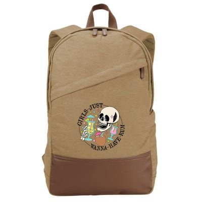 Skeleton Just Wanna Have Rum Summer Beach Party Cotton Canvas Backpack