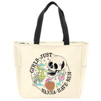 Skeleton Just Wanna Have Rum Summer Beach Party Zip Tote Bag