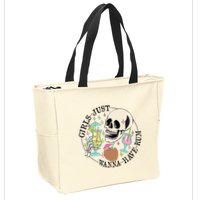 Skeleton Just Wanna Have Rum Summer Beach Party Zip Tote Bag