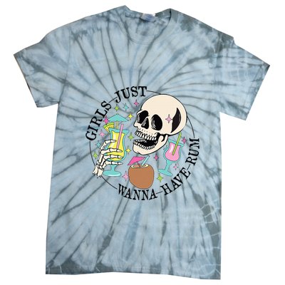 Skeleton Just Wanna Have Rum Summer Beach Party Tie-Dye T-Shirt