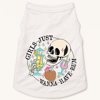 Skeleton Just Wanna Have Rum Summer Beach Party Doggie Tank