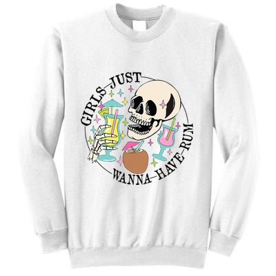 Skeleton Just Wanna Have Rum Summer Beach Party Sweatshirt