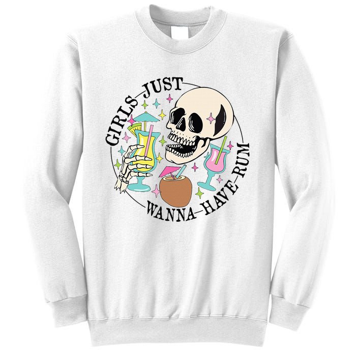 Skeleton Just Wanna Have Rum Summer Beach Party Sweatshirt