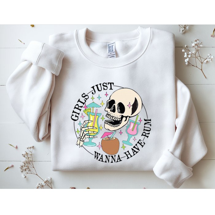 Skeleton Just Wanna Have Rum Summer Beach Party Sweatshirt