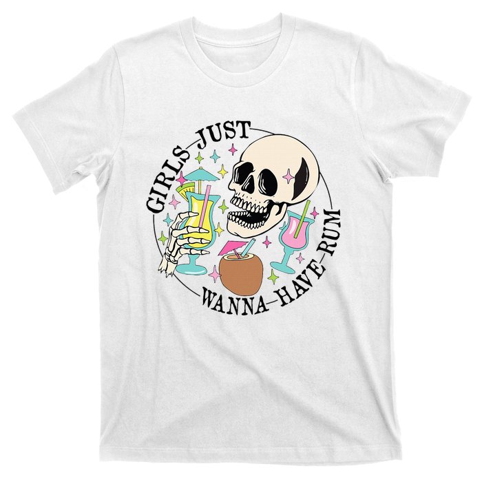 Skeleton Just Wanna Have Rum Summer Beach Party T-Shirt