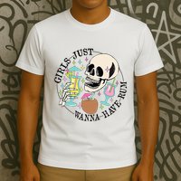 Skeleton Just Wanna Have Rum Summer Beach Party T-Shirt