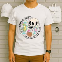 Skeleton Just Wanna Have Rum Summer Beach Party T-Shirt