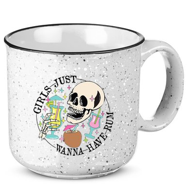 Skeleton Just Wanna Have Rum Summer Beach Party 15oz Campfire Ceramic Mug