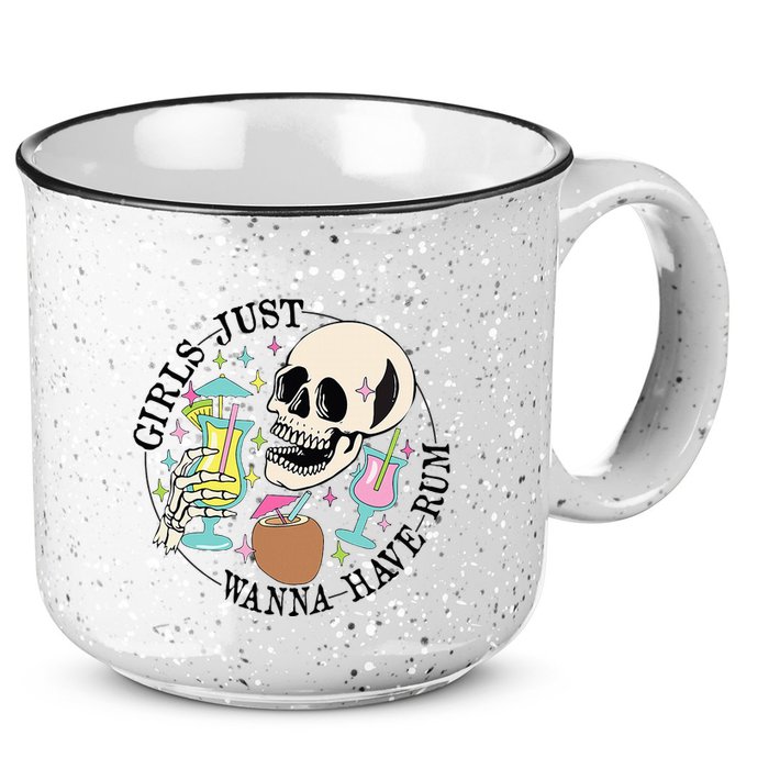 Skeleton Just Wanna Have Rum Summer Beach Party 15oz Campfire Ceramic Mug