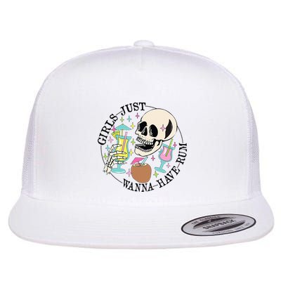 Skeleton Just Wanna Have Rum Summer Beach Party Flatbill Hat