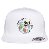 Skeleton Just Wanna Have Rum Summer Beach Party Flat Bill Trucker Hat