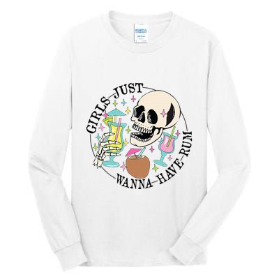 Skeleton Just Wanna Have Rum Summer Beach Party Tall Long Sleeve T-Shirt