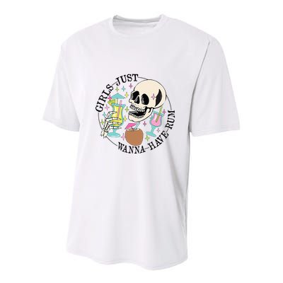 Skeleton Just Wanna Have Rum Summer Beach Party Youth Performance Sprint T-Shirt