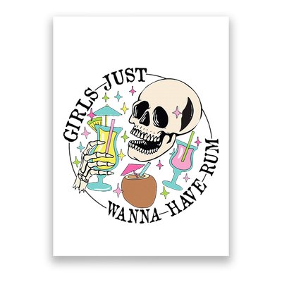 Skeleton Just Wanna Have Rum Summer Beach Party Poster