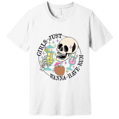 Skeleton Just Wanna Have Rum Summer Beach Party Premium T-Shirt