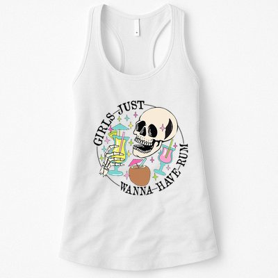 Skeleton Just Wanna Have Rum Summer Beach Party Womens Tank Top