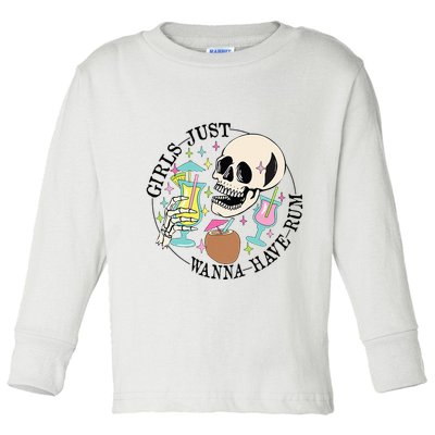 Skeleton Just Wanna Have Rum Summer Beach Party Toddler Long Sleeve Shirt