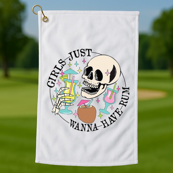 Skeleton Just Wanna Have Rum Summer Beach Party Golf Towel