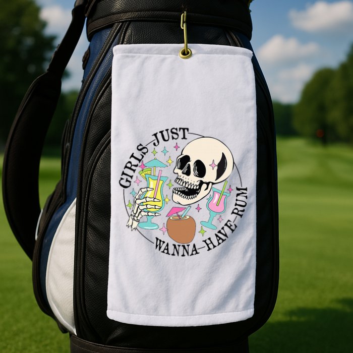 Skeleton Just Wanna Have Rum Summer Beach Party Golf Towel