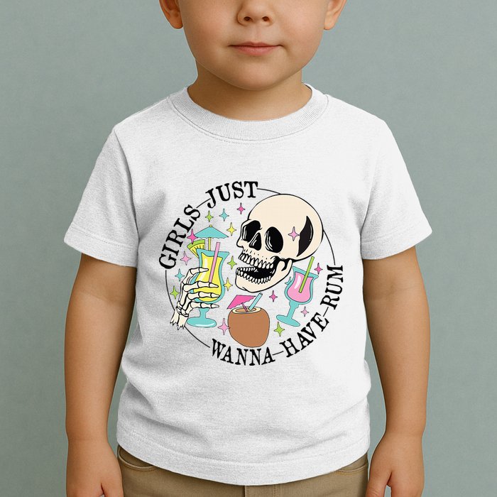 Skeleton Just Wanna Have Rum Summer Beach Party Toddler T-Shirt