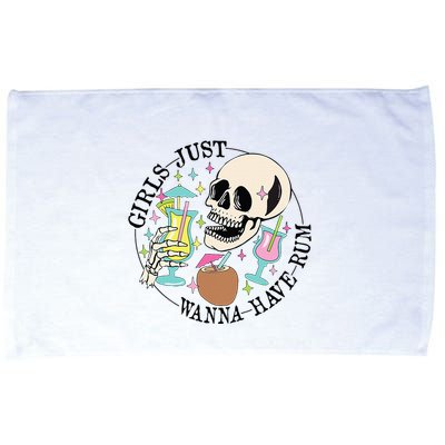 Skeleton Just Wanna Have Rum Summer Beach Party Microfiber Hand Towel