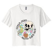 Skeleton Just Wanna Have Rum Summer Beach Party Crop Top