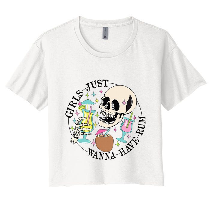 Skeleton Just Wanna Have Rum Summer Beach Party Crop Top